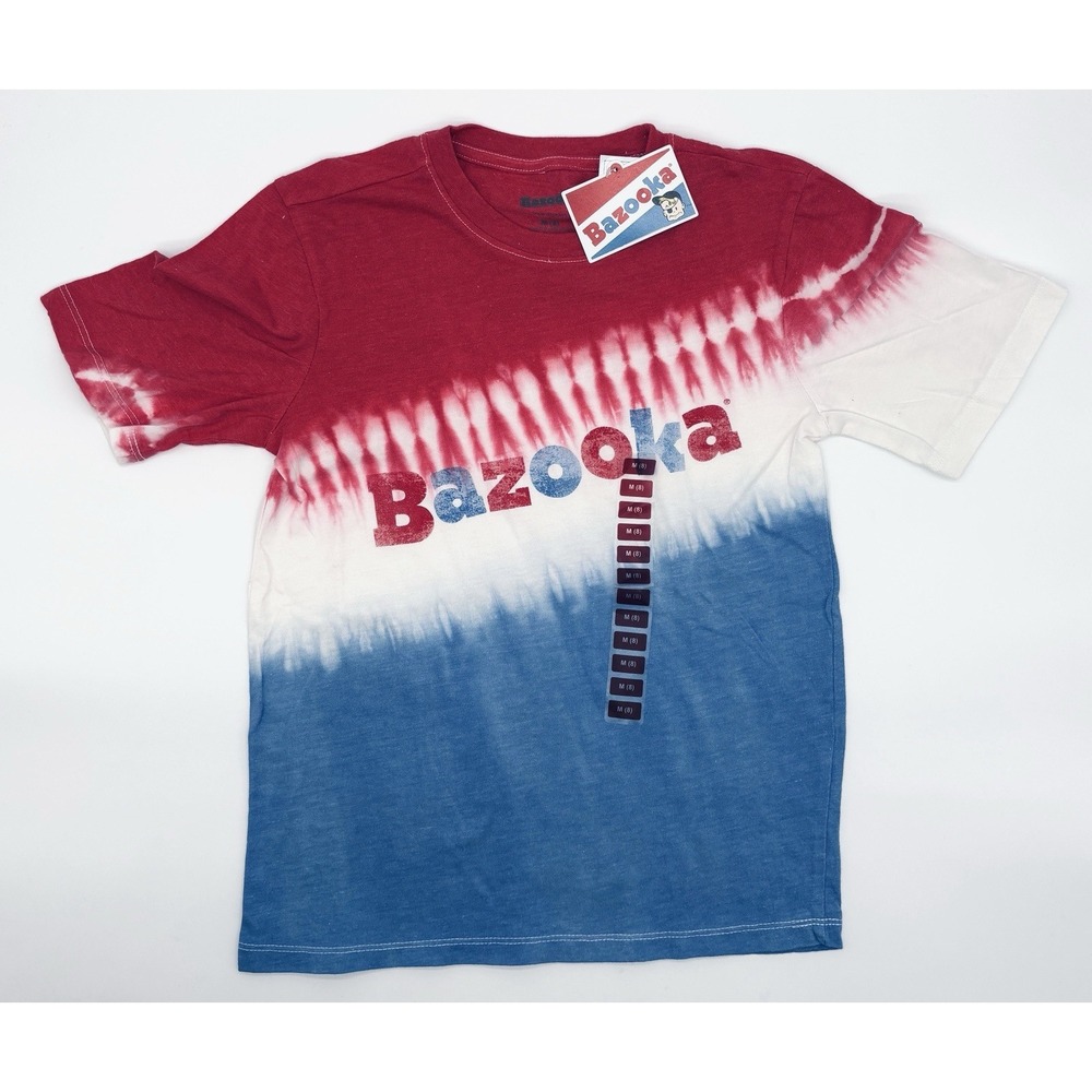 Bazooka Joe Gum Red White Blue Tie Dye T Shirt Youth Medium 8 NEW